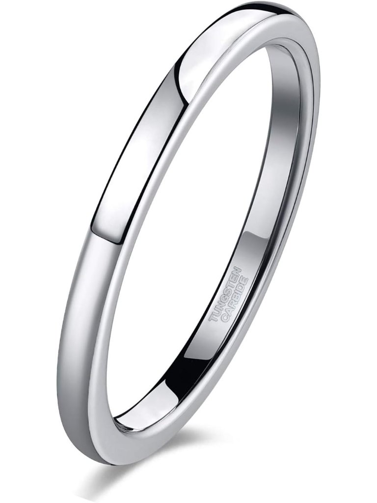 2mm 4mm 6mm 8mm Tungsten Wedding Band Ring For Men Women Silver/Rose Gold Plated